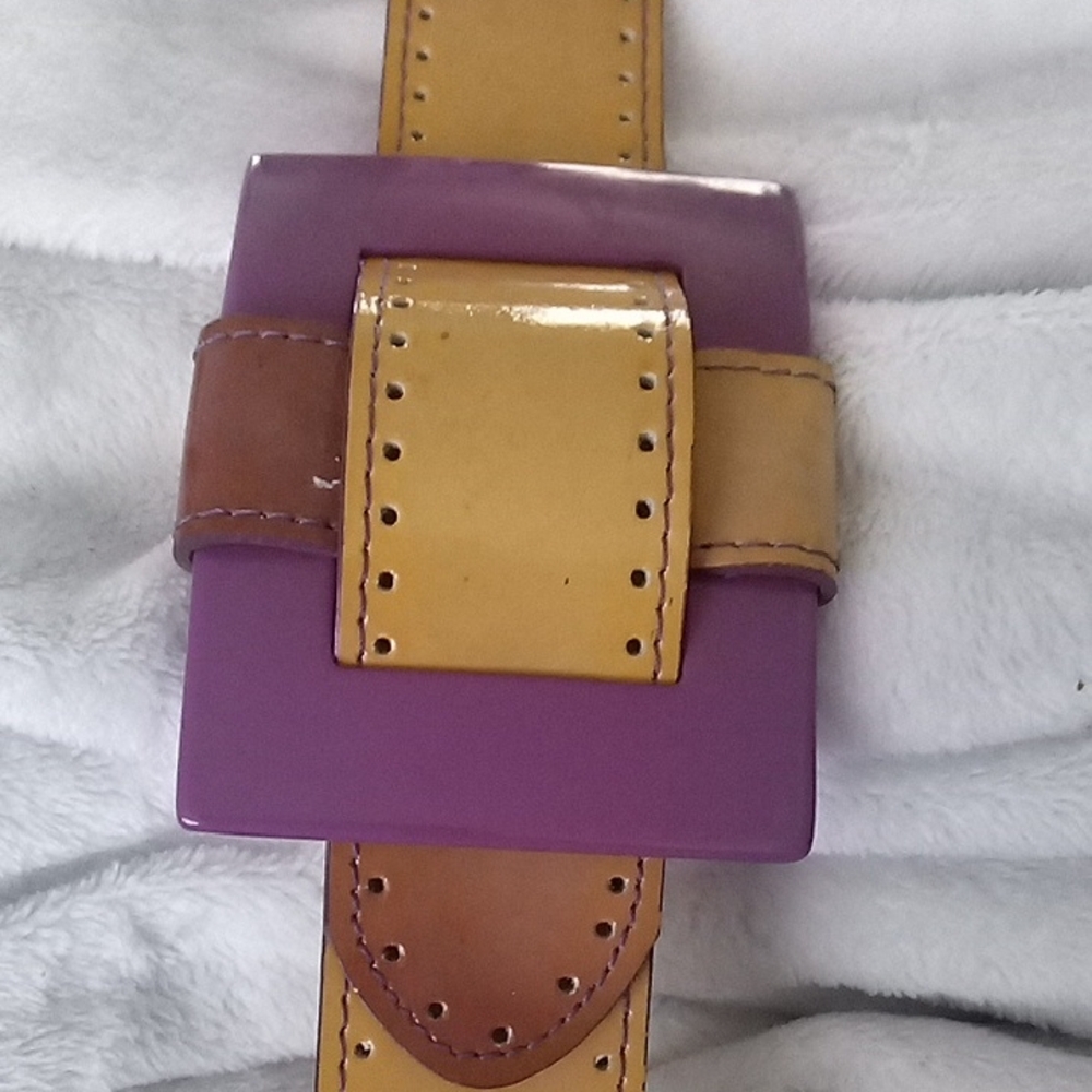 Purple and Yellow Women's Belt Couple Of Marks..Says Xl But To Me Its A Small